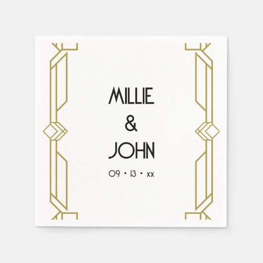 Serviette En Papier Mariage Art déco (Devant)