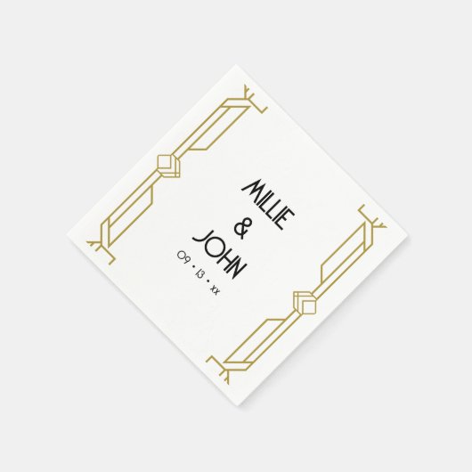 Serviette En Papier Mariage Art déco (Coin)