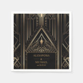 Serviette En Papier Mariage Art déco géométrique (Devant)