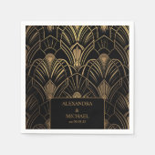 Serviette En Papier Mariage Art déco géométrique (Devant)