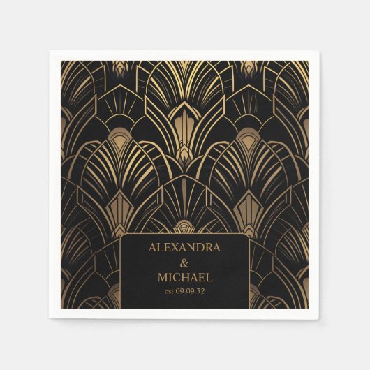 Serviette En Papier Mariage Art déco géométrique (Devant)