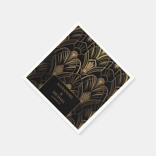 Serviette En Papier Mariage Art déco géométrique (Coin)