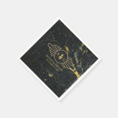 Serviette En Papier Mariage Art Déco Marbre Or Noir (Coin)
