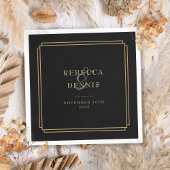 Serviette En Papier Mariage Art Déco Noir Et Or