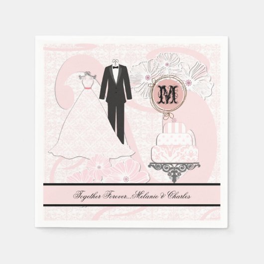 Serviette En Papier Mariage Attire Papier personnalisé serviettes (Devant)