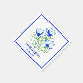 Serviette En Papier Mariage au Crocus Bleu (Coin)