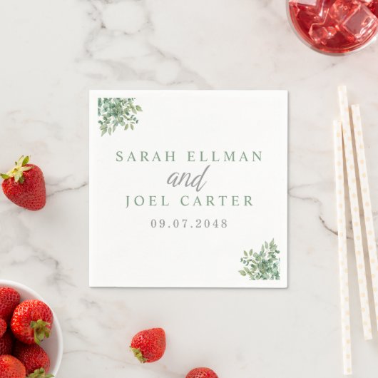 Serviette En Papier Mariage au Eucalyptus (En situation)