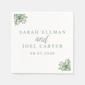 Serviette En Papier Mariage au Eucalyptus (Devant)