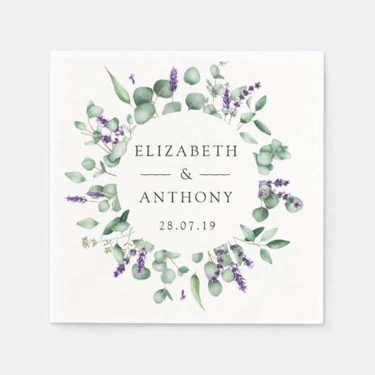Serviette En Papier Mariage au eucalyptus et à la lavande (Devant)