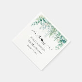 Serviette En Papier Mariage au Eucalyptus Monogramme (Coin)