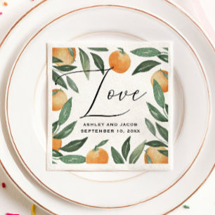 Serviette En Papier Mariage au Jardin de Citron Aquarelle Eté Orange