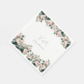 Serviette En Papier Mariage au jardin de roses roses eucalyptus (Coin)