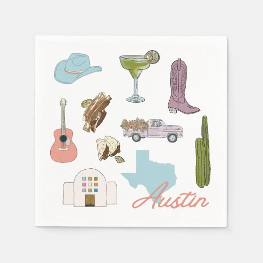 Serviette En Papier Mariage Austin Texas Bachelorette (Devant)