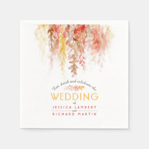 Serviette En Papier Mariage automnal aquarelle vignes orange rouge mar