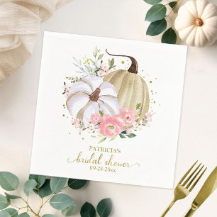 Serviette En Papier Mariage automnal aux citrouilles florales rose ten