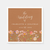 Serviette En Papier Mariage Automnal Bohème Rustique Floral (Devant)