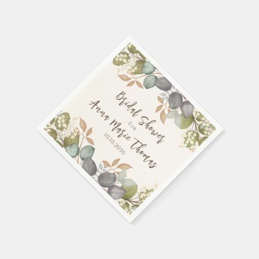 Serviette En Papier Mariage Automnal Fleurs de Mariée Fête de Fiançail (Coin)