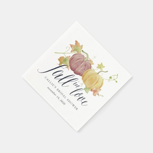 Serviette En Papier Mariage Automne Citrouille "Tombez amoureux" Showe (Coin)