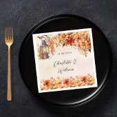 Serviette En Papier Mariage automne oranges florales lampe rustique