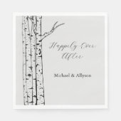 Serviette En Papier Mariage aux Bouleaux Gris (Devant)