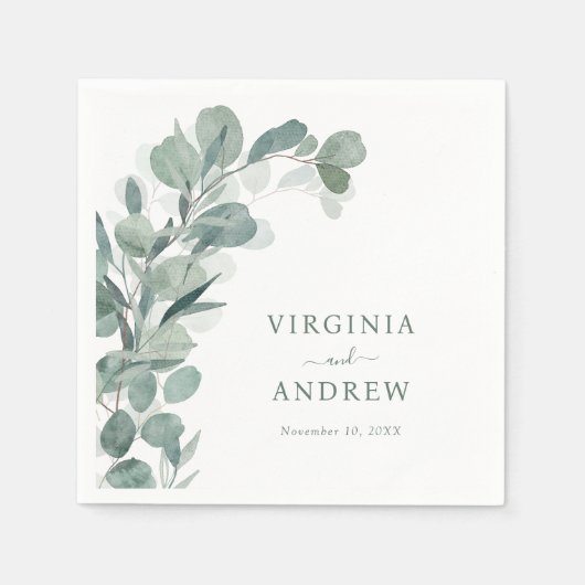 Serviette En Papier Mariage aux eucalyptus (Devant)