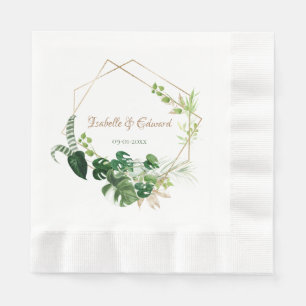 Serviette En Papier Mariage aux feuilles de palmier tropicales vertes 