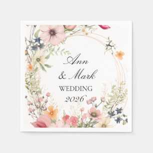 Serviette En Papier Mariage aux Fleurs Sauvages