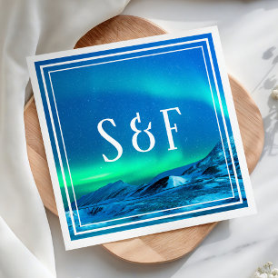Serviette En Papier Mariage aux lumières boréales de l'aurore arctique