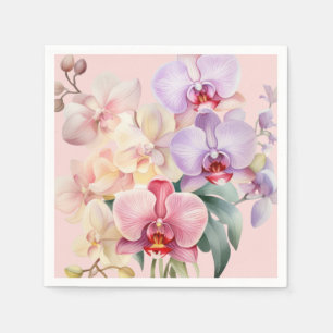 Serviette En Papier Mariage aux Orchidées Arc-en-ciel de Patel