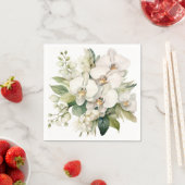 Serviette En Papier Mariage aux Orchidées Blanches (En situation)