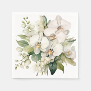 Serviette En Papier Mariage aux Orchidées Blanches