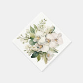 Serviette En Papier Mariage aux Orchidées Blanches (Coin)