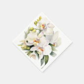 Serviette En Papier Mariage aux Orchidées Blanches (Coin)