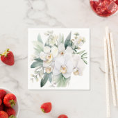 Serviette En Papier Mariage aux Orchidées Blanches (En situation)