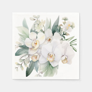 Serviette En Papier Mariage aux Orchidées Blanches