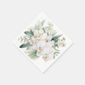 Serviette En Papier Mariage aux Orchidées Blanches (Coin)