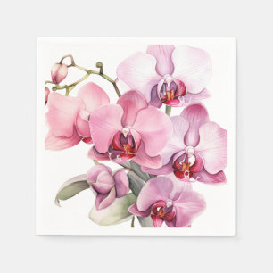 Serviette En Papier Mariage aux Orchidées Roses et Violettes