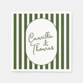 Serviette En Papier Mariage aux Rayures Vertes (Devant)