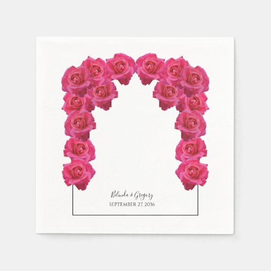 Serviette En Papier Mariage aux Roses Roses Rustiques (Devant)