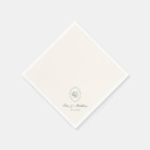 Serviette En Papier Mariage aux Roses Vert Sauge (Coin)