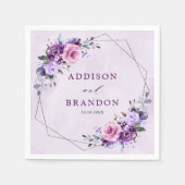 Serviette En Papier Mariage aux tons violets Lilac rose vif (Devant)