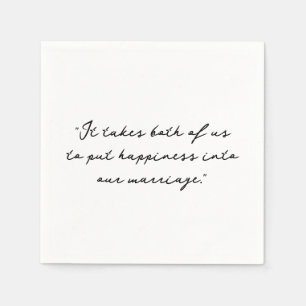 Serviette En Papier Mariage avec citation personnalisée ou paroles de