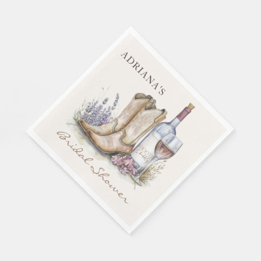 Serviette En Papier Mariage avec des Bottes et des Bulles Floral (Coin)