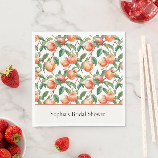 Serviette En Papier Mariage avec des Pêches Fruitées (En situation)