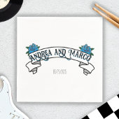 Serviette En Papier Mariage avec tatouages, tatouage rose noir et blan