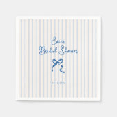 Serviette En Papier Mariage avec un Nœud à Rayures Bleues (Devant)