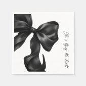 Serviette En Papier Mariage avec un Nœud Noir (Devant)