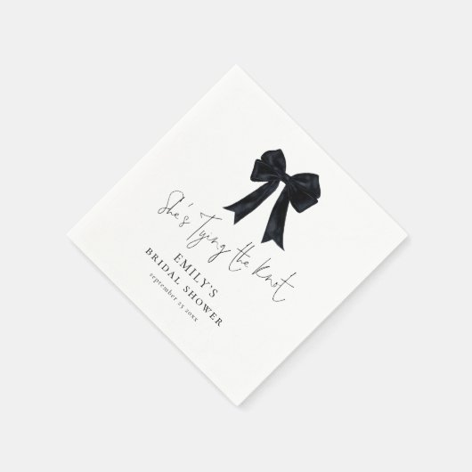 Serviette En Papier Mariage avec un Nœud Papillon Noir pour la Mariée (Coin)