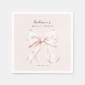 Serviette En Papier Mariage avec un Nœud Rose Pâle (Devant)