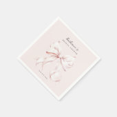 Serviette En Papier Mariage avec un Nœud Rose Pâle (Coin)